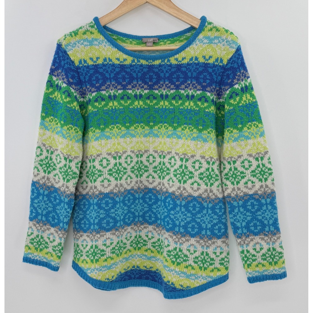 J.Jill Fair Isle Wool/Angora Blend Knit Long Sleeve Sweater Size Sm, Preppy Boho